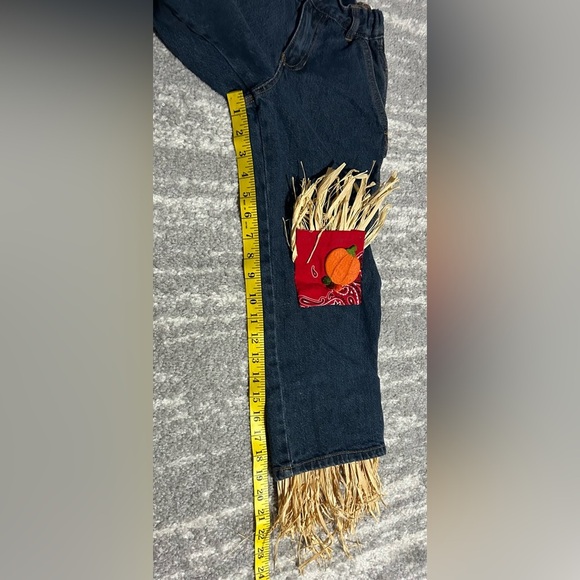 Handmade Kids Scarecrow Pants Blue Jeans Sz 6 Pumpkin Patch Halloween Adj. Waist - Picture 5 of 5